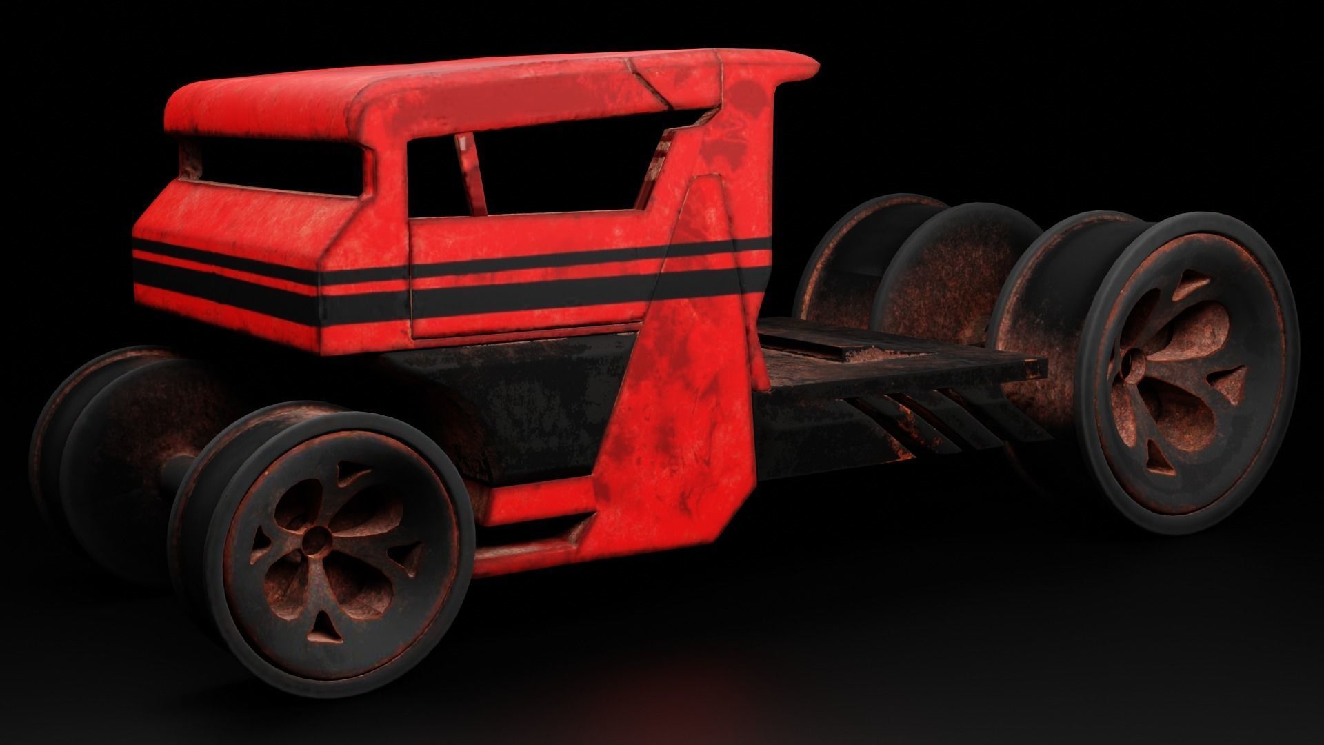 6 Pick up cars Low-poly 3D model_2