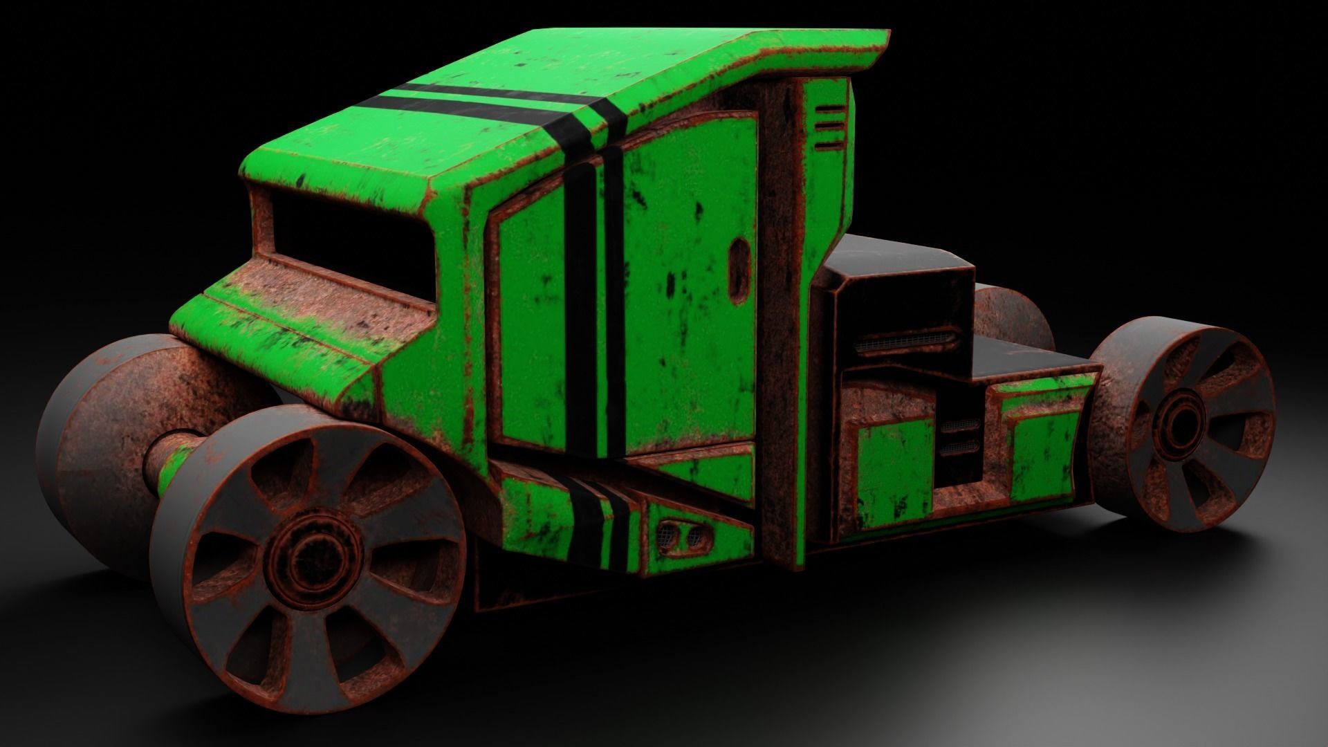 6 Pick up cars Low-poly 3D model_6