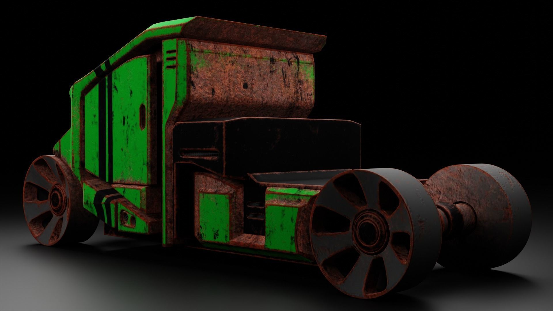 6 Pick up cars Low-poly 3D model_12