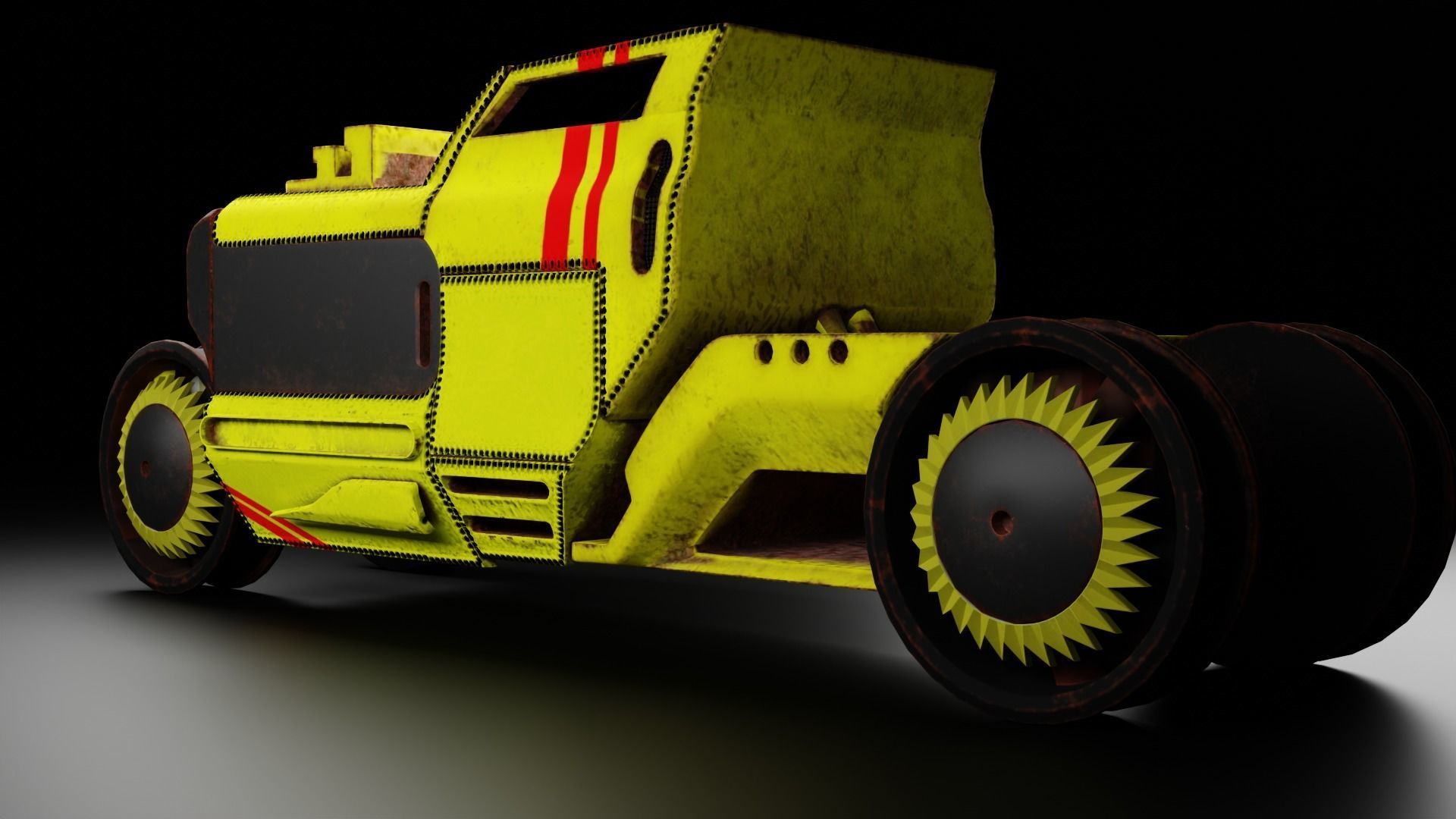 6 Pick up cars Low-poly 3D model_11