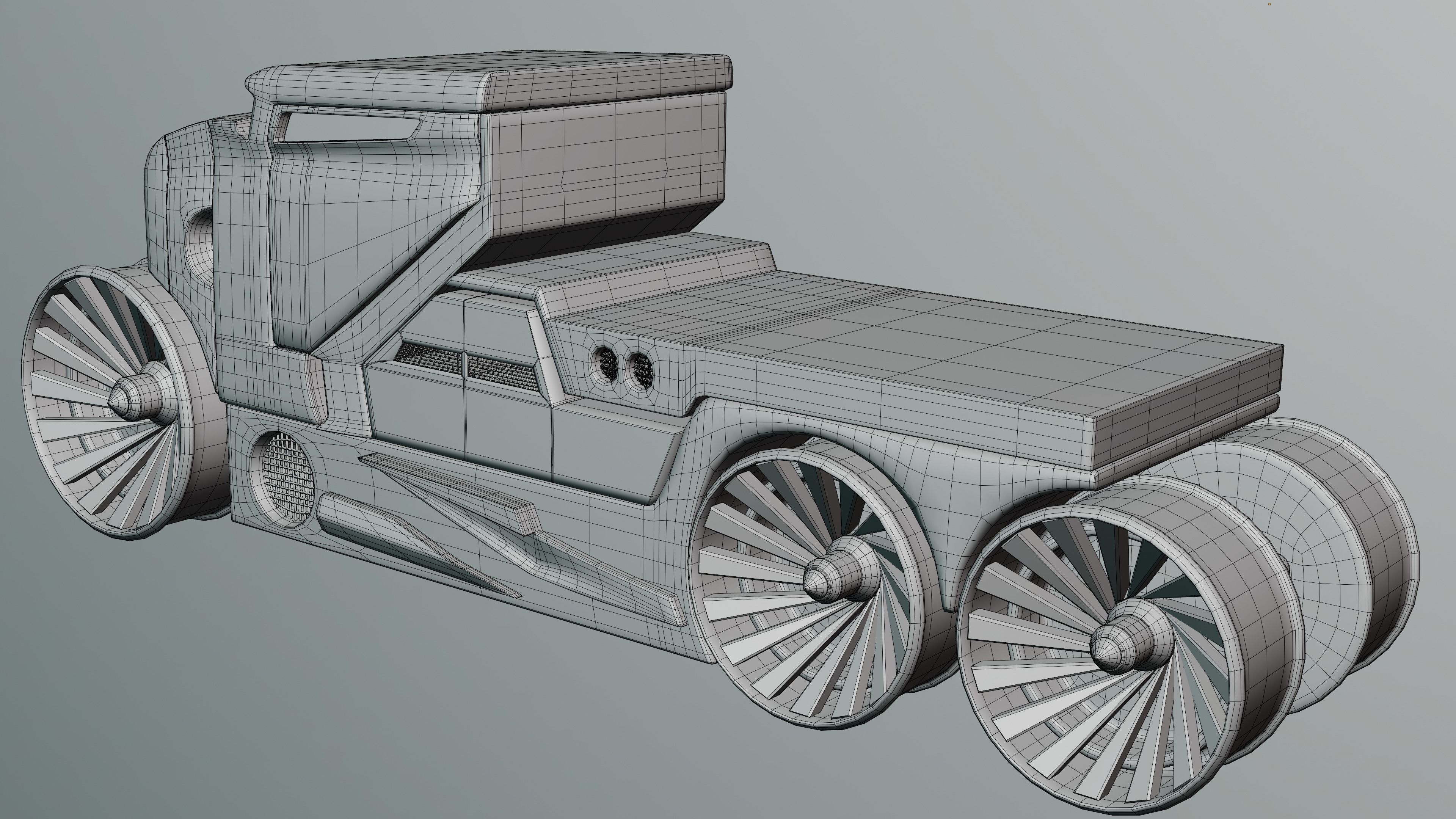 6 Pick up cars Low-poly 3D model_27