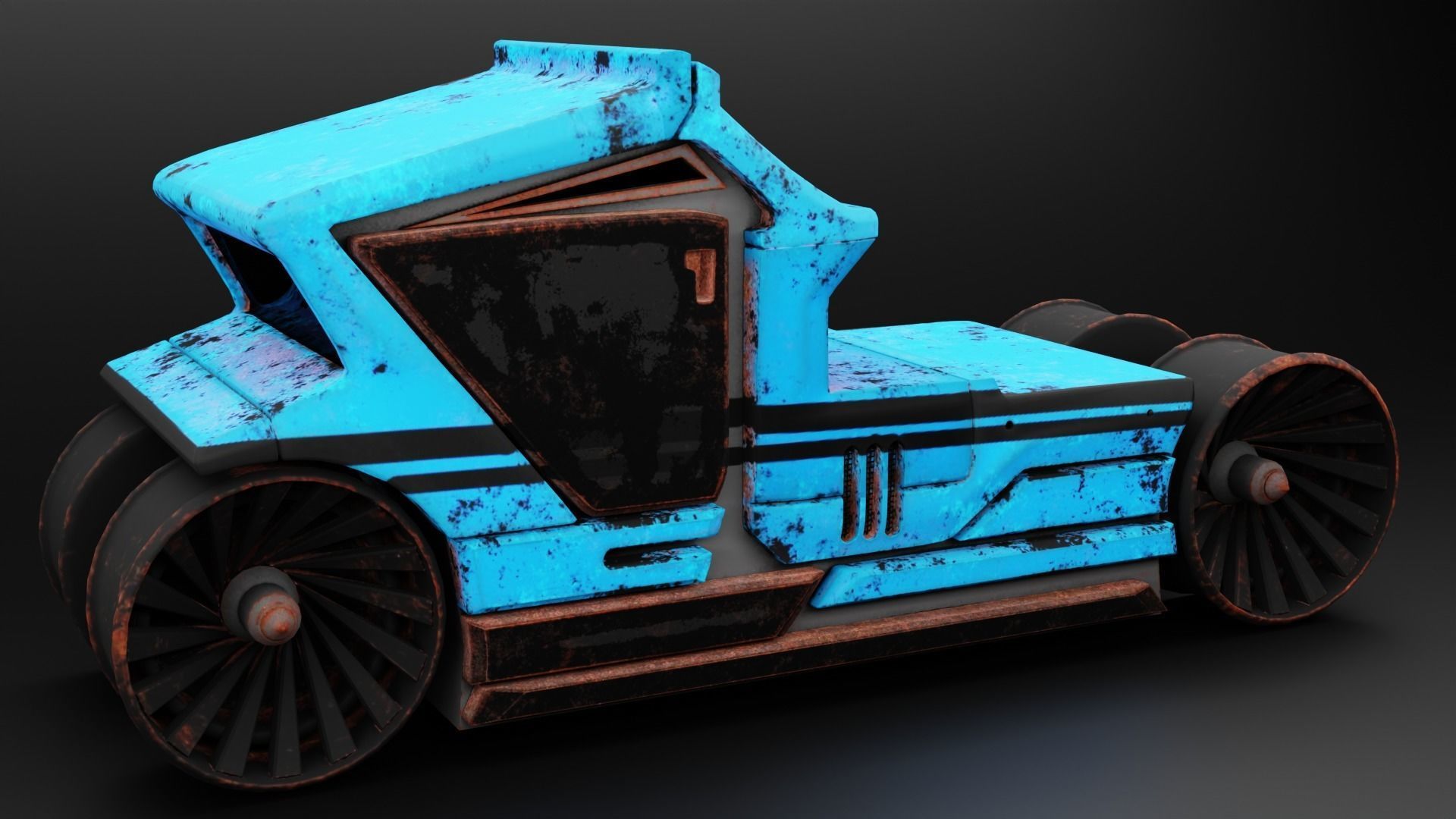 6 Pick up cars Low-poly 3D model_1