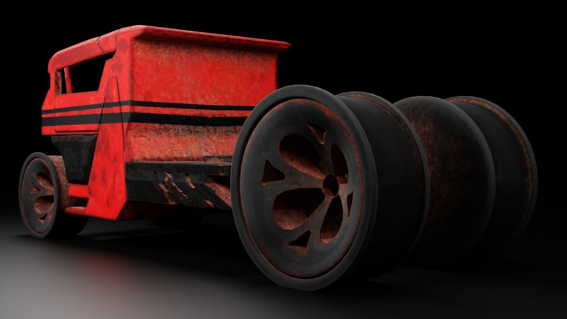 6 Pick up cars Low-poly 3D model_8