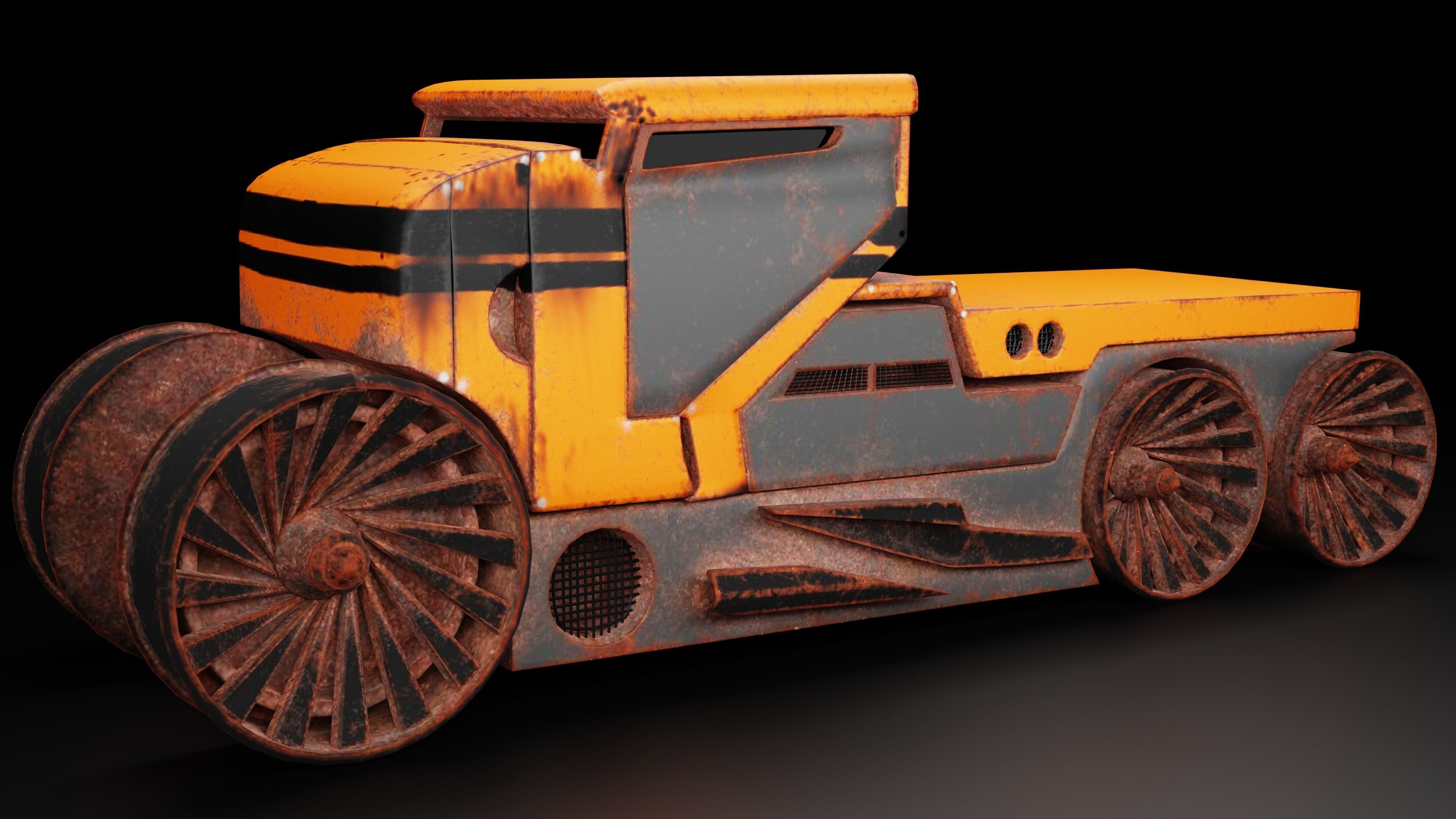 6 Pick up cars Low-poly 3D model_3