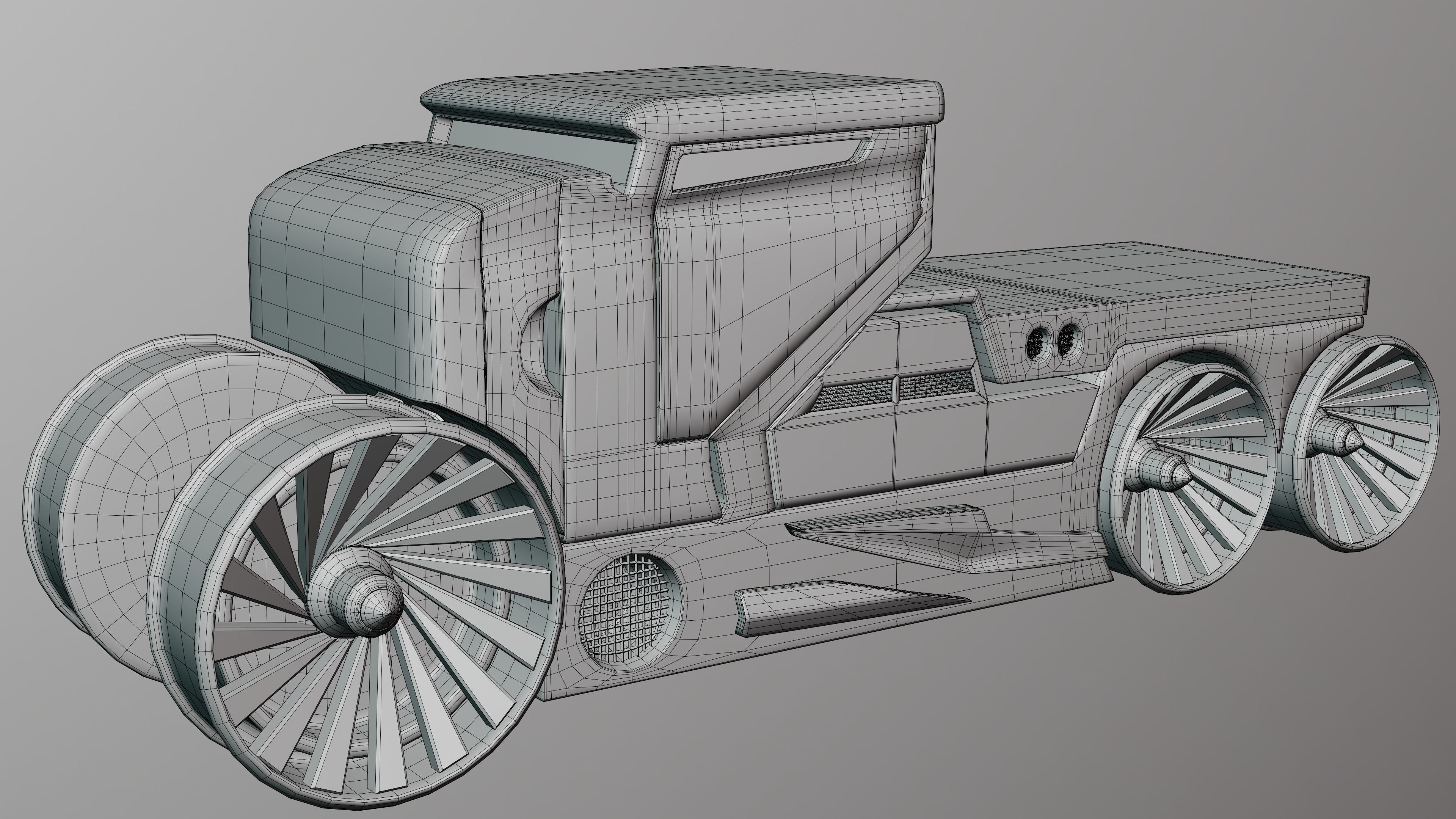 6 Pick up cars Low-poly 3D model_21