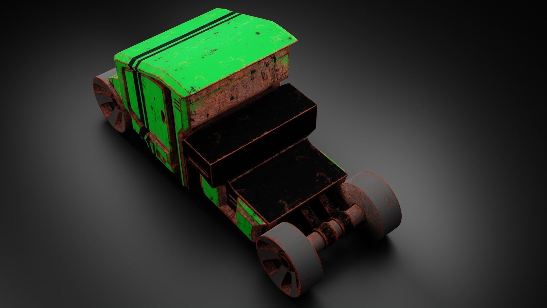 6 Pick up cars Low-poly 3D model_18