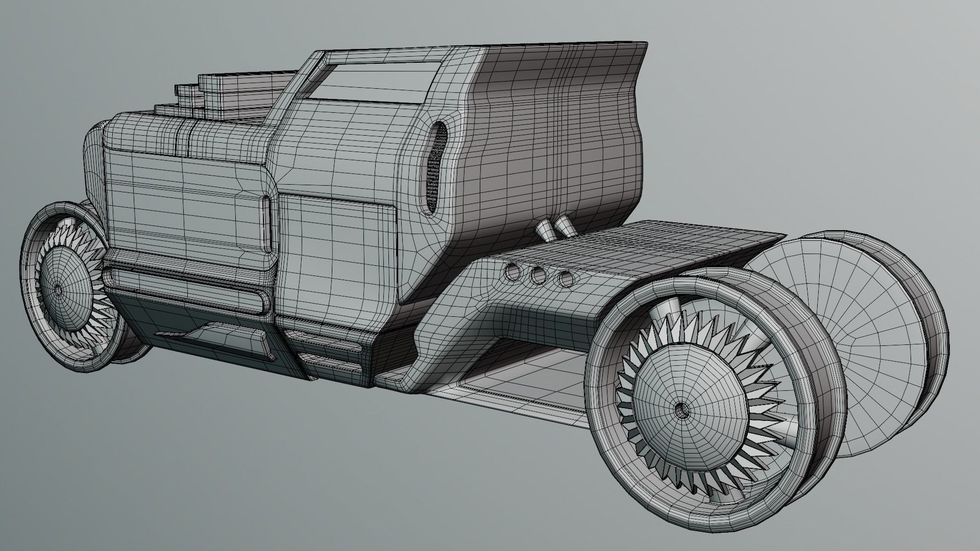 6 Pick up cars Low-poly 3D model_29