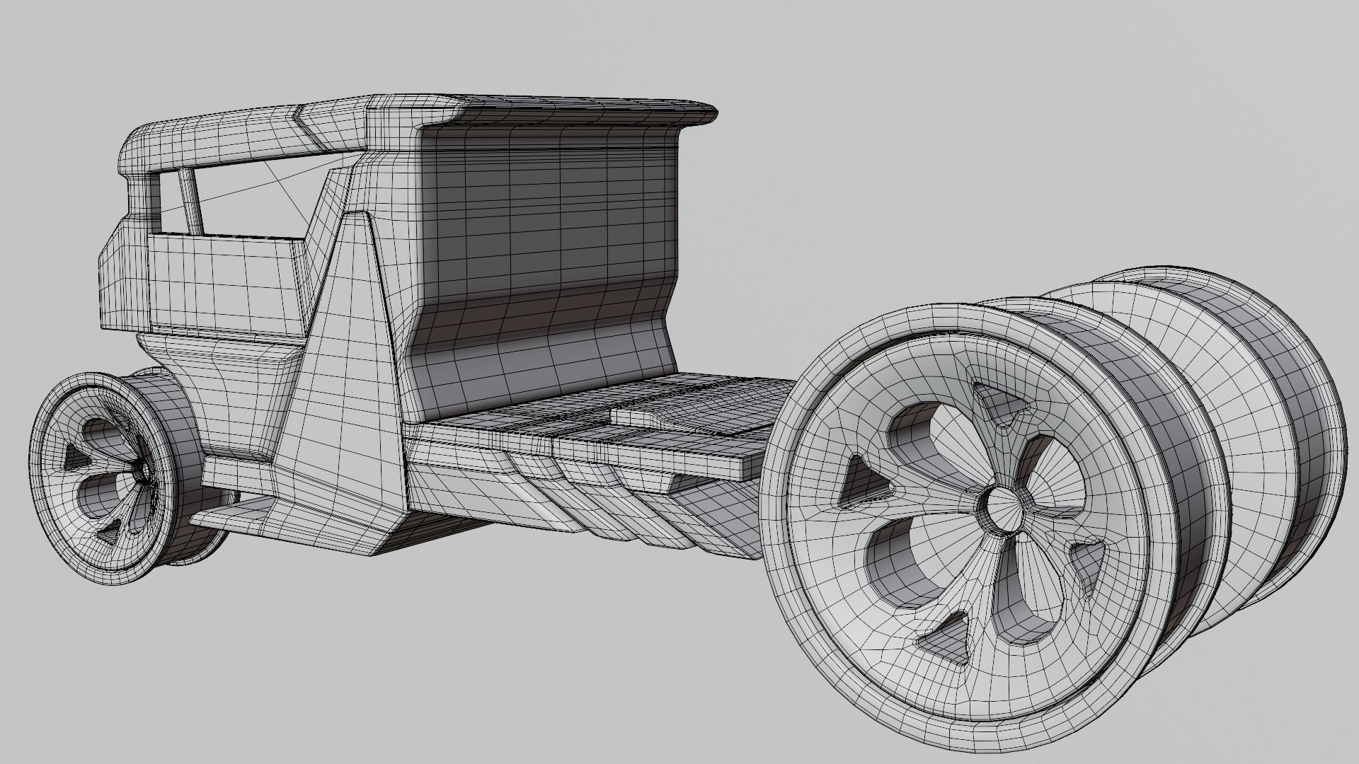 6 Pick up cars Low-poly 3D model_26