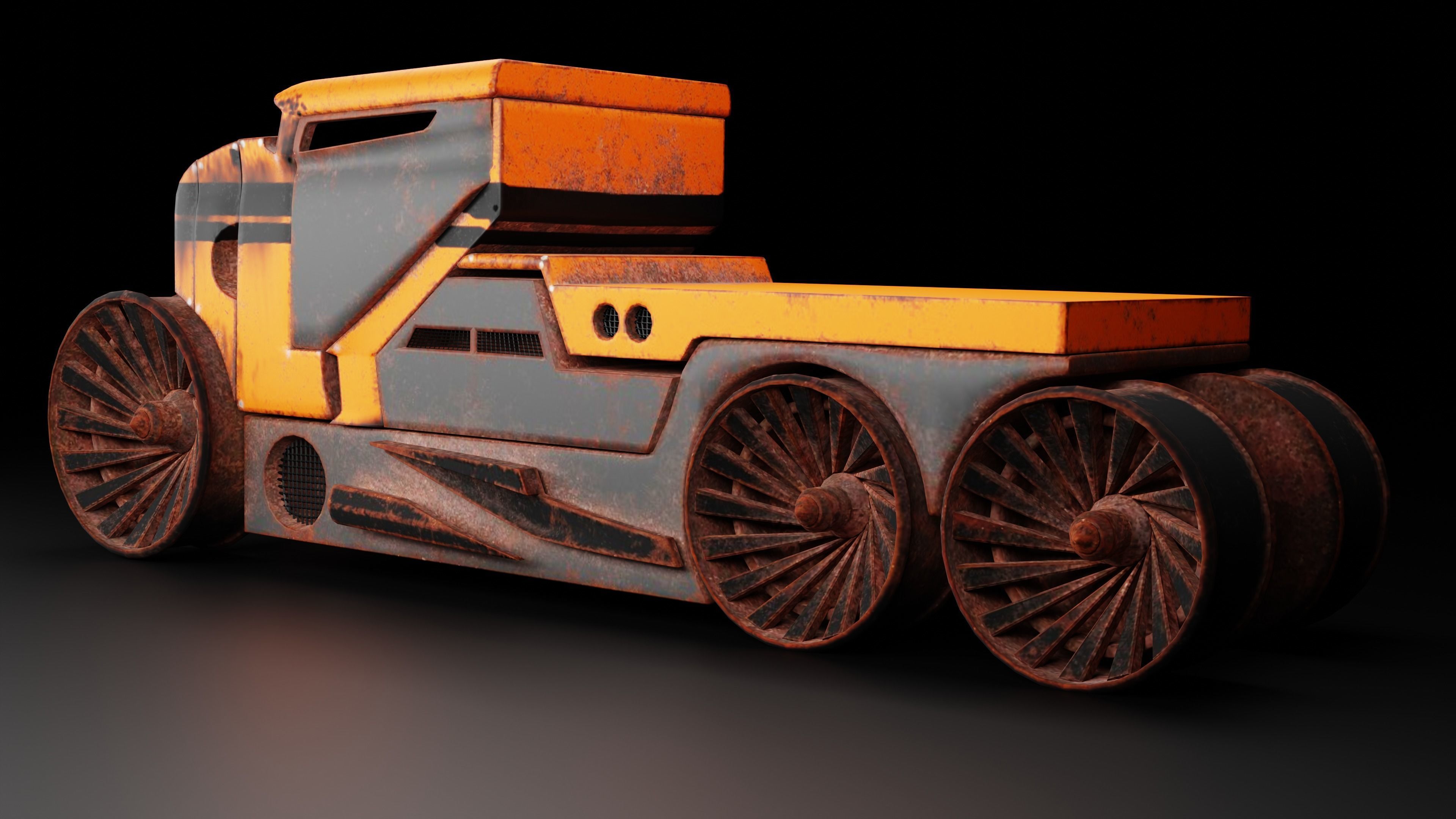 6 Pick up cars Low-poly 3D model_9