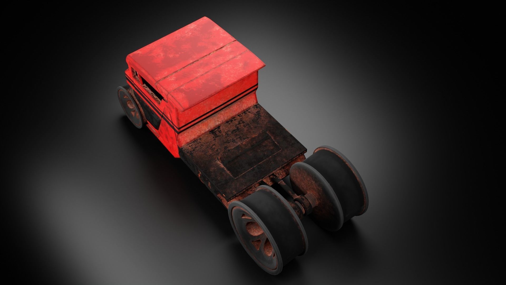 6 Pick up cars Low-poly 3D model_14