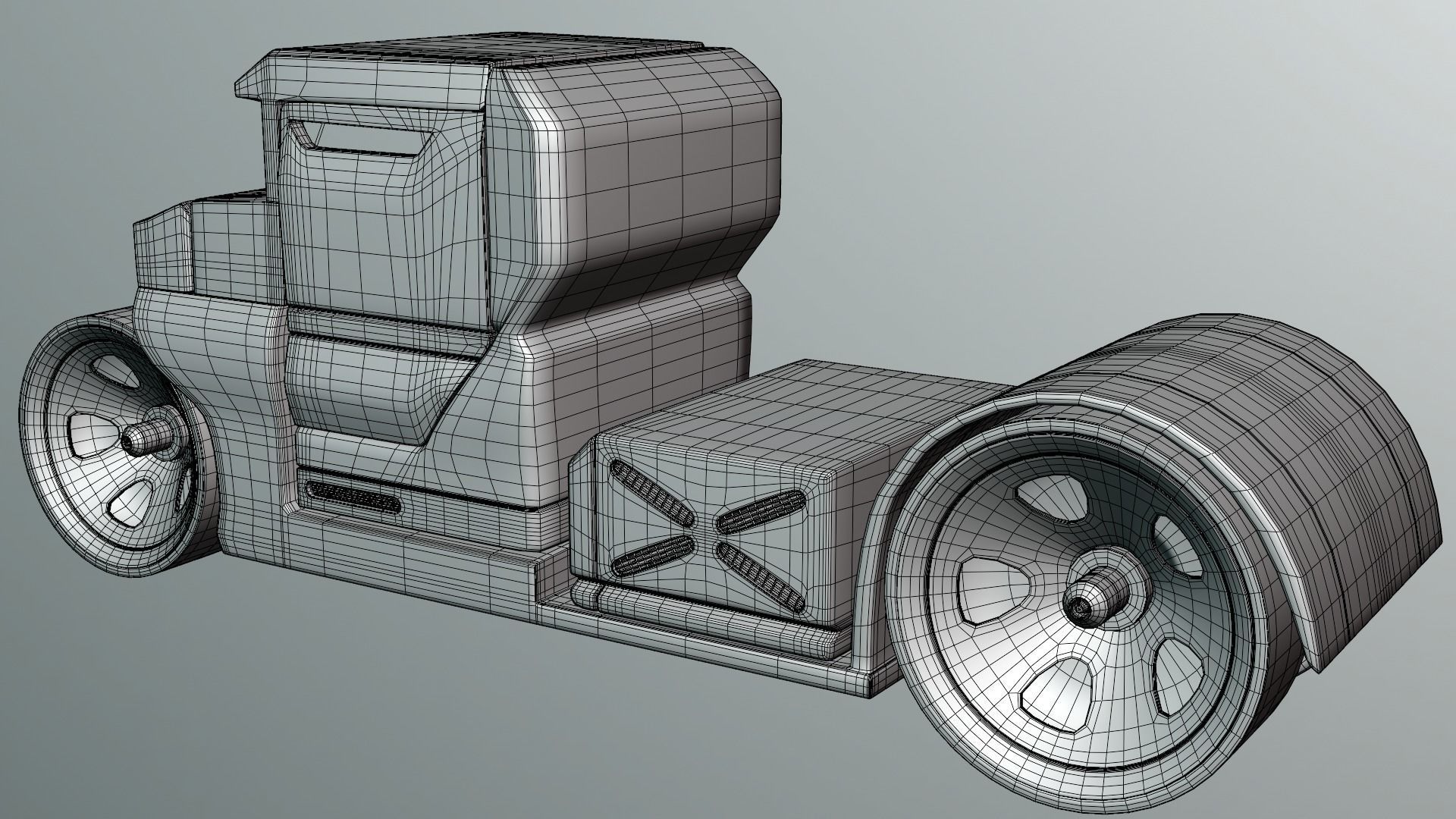 6 Pick up cars Low-poly 3D model_22