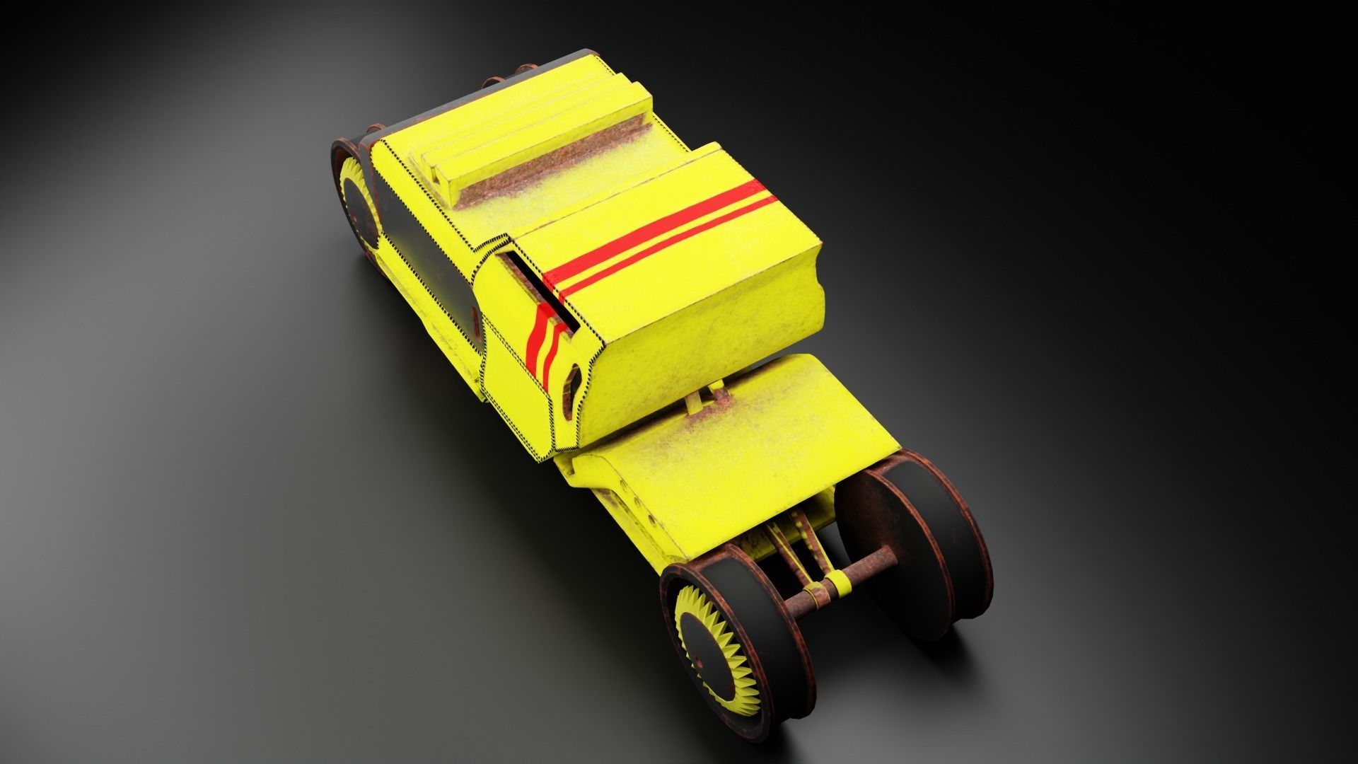 6 Pick up cars Low-poly 3D model_17