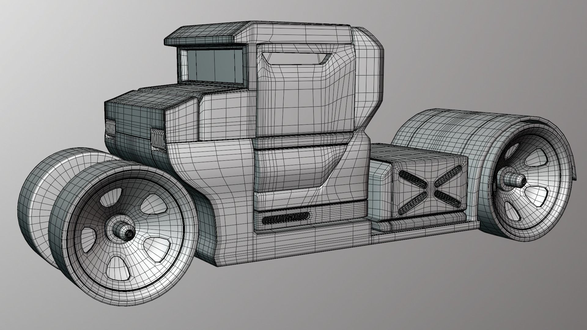 6 Pick up cars Low-poly 3D model_28