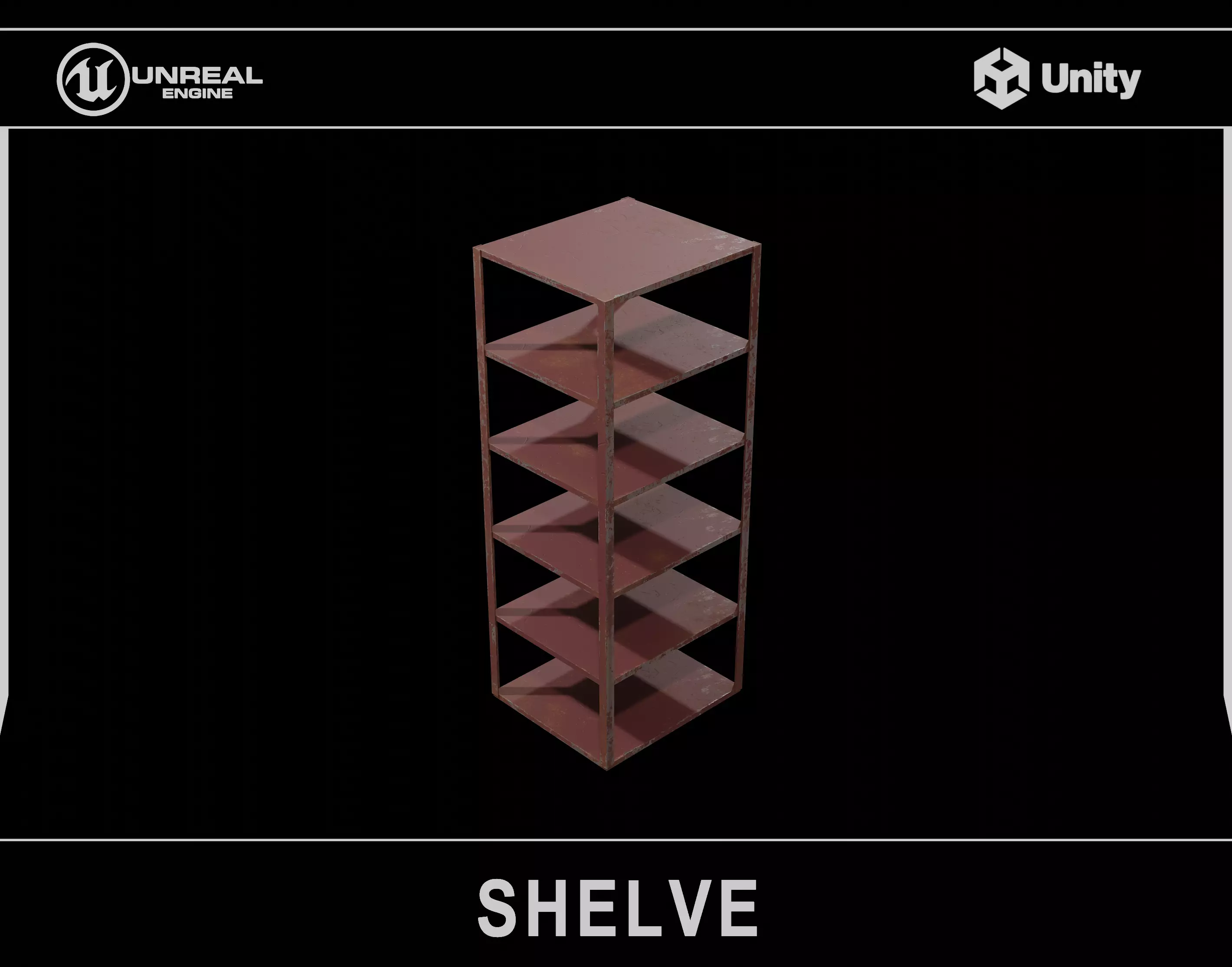 Metallic Storage Shelve Low-poly 3D model