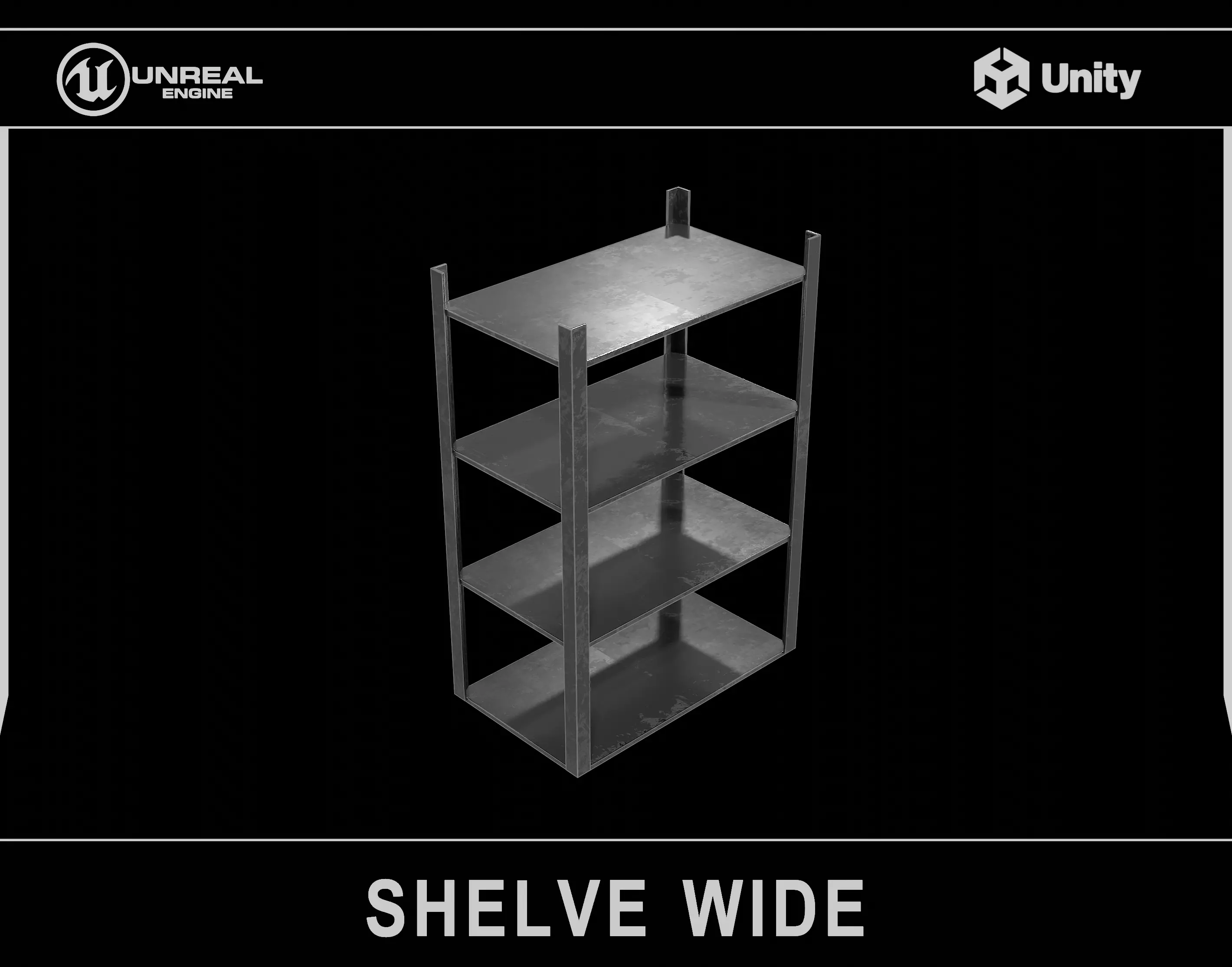 Metallic Storage Shelve Low-poly 3D model