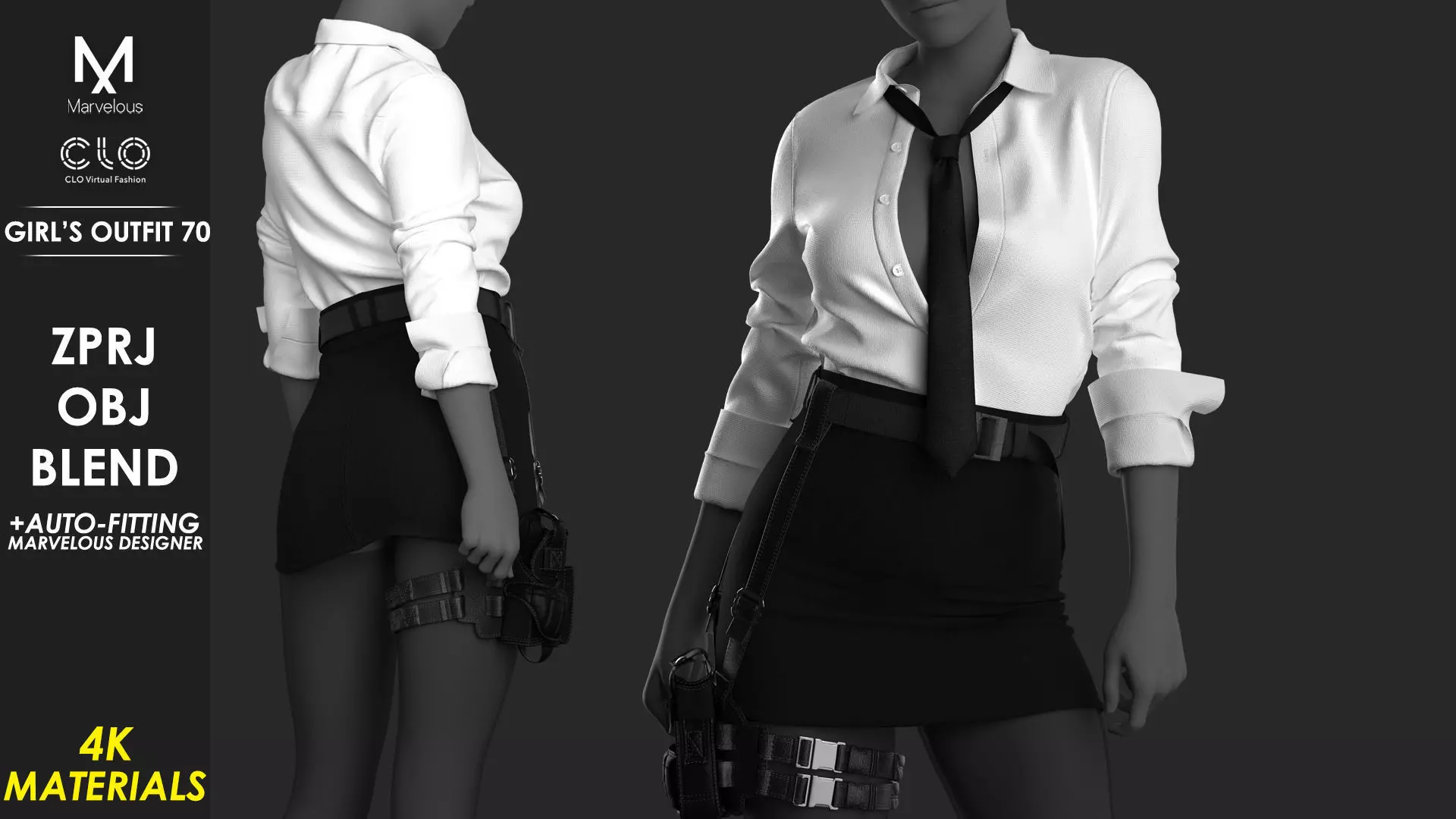 Girls Outfit 70 - Marvelous Designer 3D model