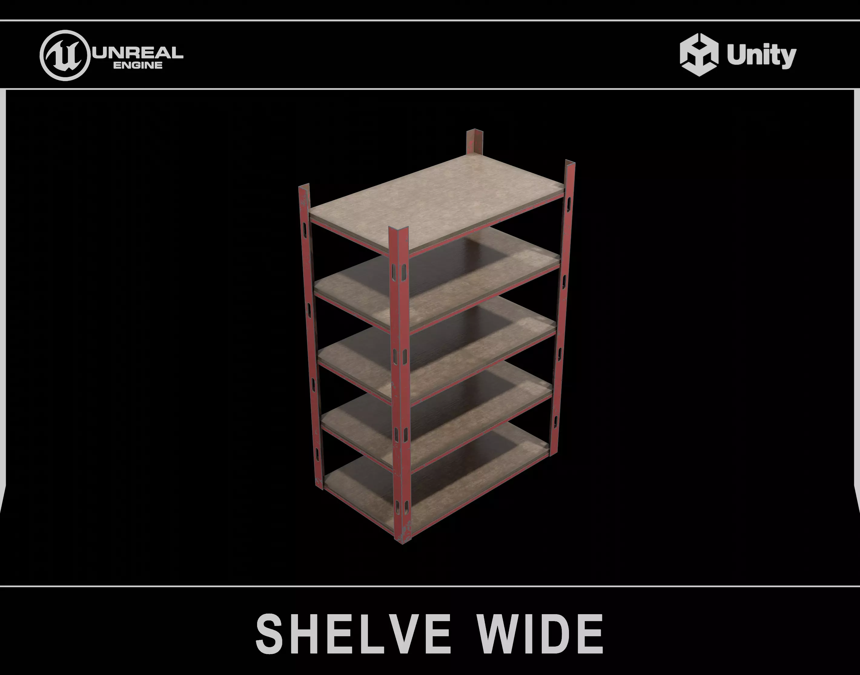 Metallic Industrial Shelve Asset Low-poly 3D model_0