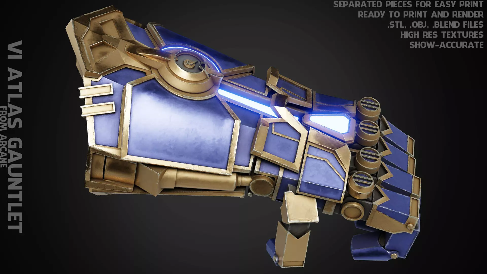 Arcane Vi Atlas Gauntlet for Cosplay 3D print model_0