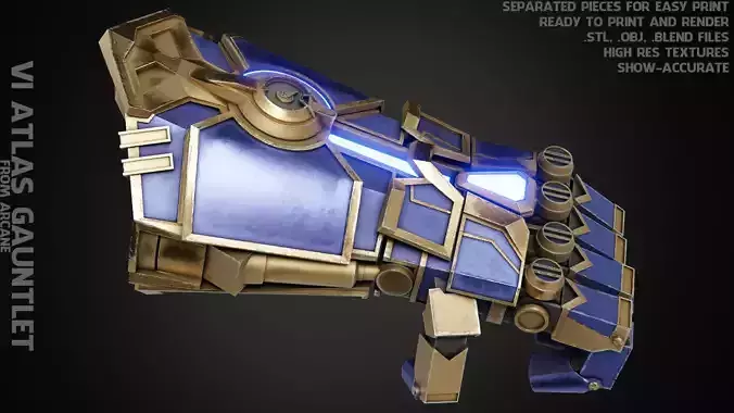 Arcane Vi Atlas Gauntlet for Cosplay 3D print model