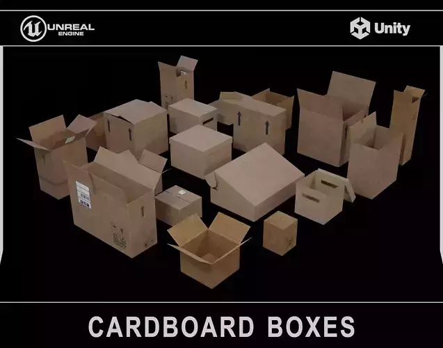 Cardboard Boxes Pack Low-poly 3D model