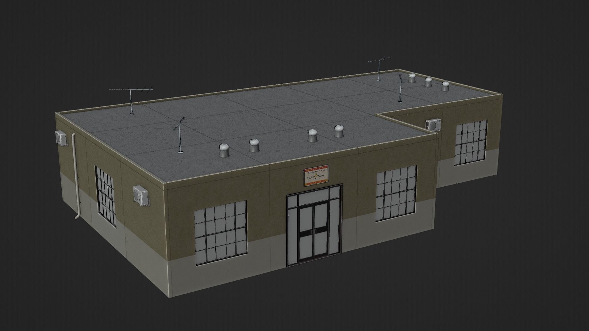 Modular Workshop Buildings Low-poly 3D model_37