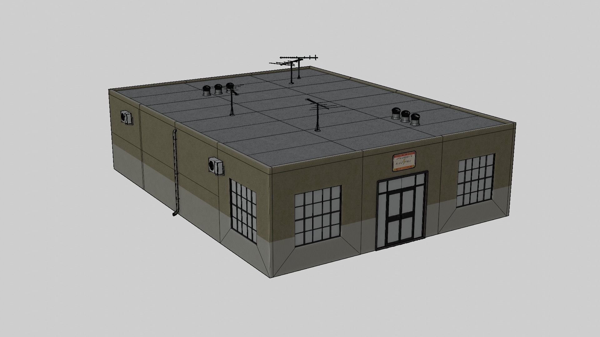 Modular Workshop Buildings Low-poly 3D model_40