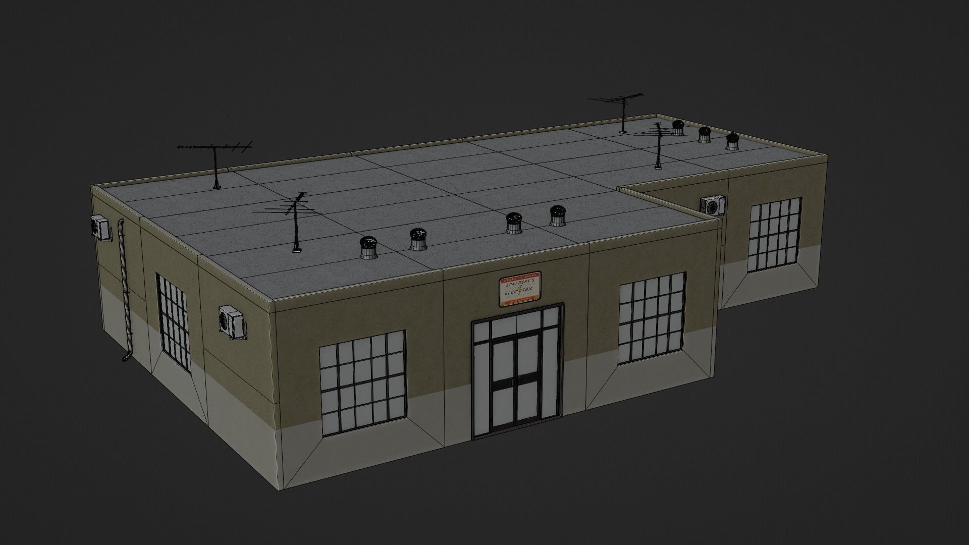 Modular Workshop Buildings Low-poly 3D model_38