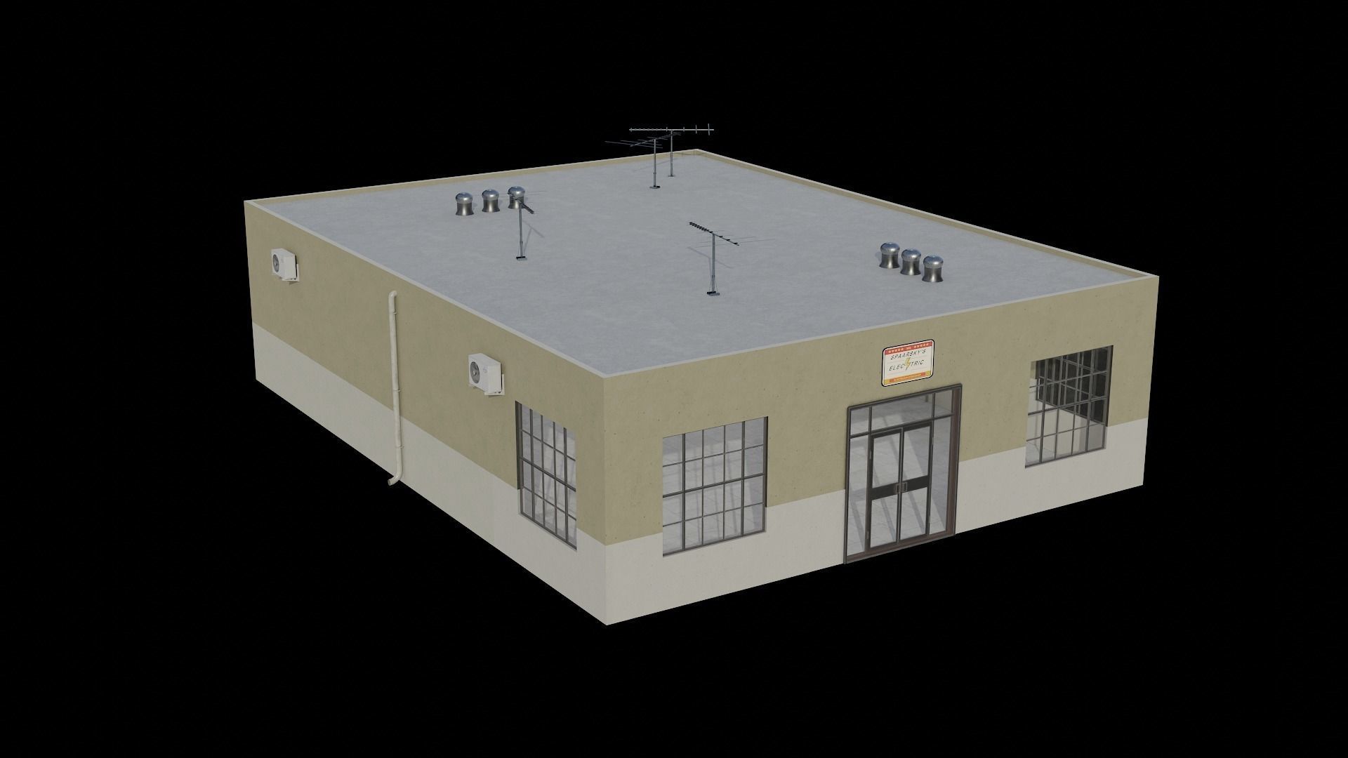 Modular Workshop Buildings Low-poly 3D model_14