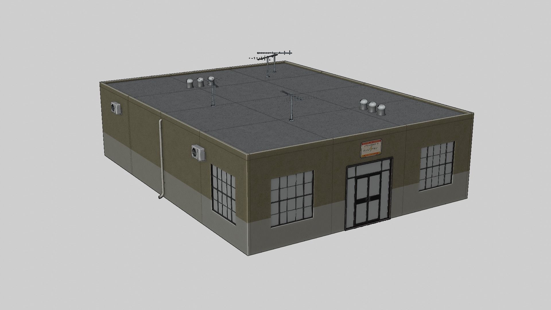 Modular Workshop Buildings Low-poly 3D model_39