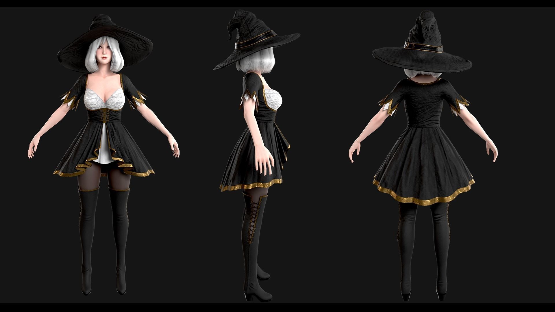 Witch Girl Mona Low-poly 3D model_6