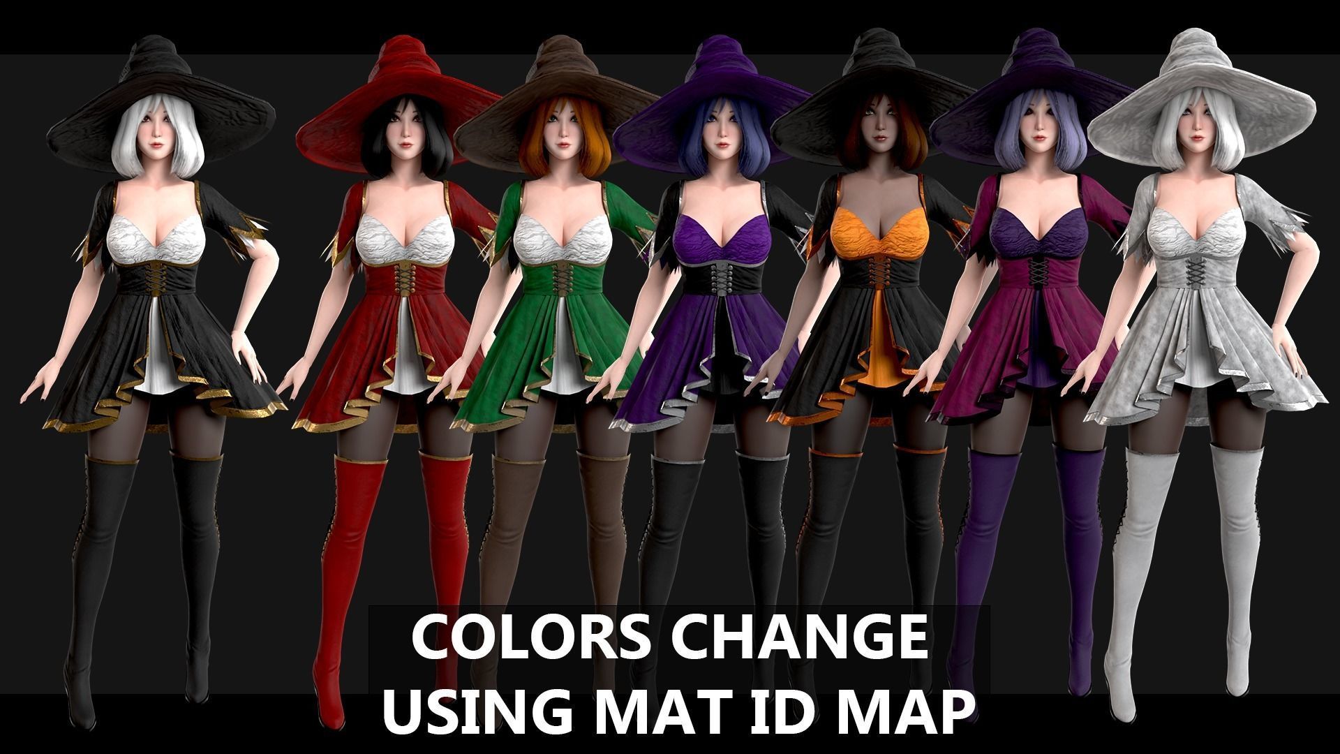 Witch Girl Mona Low-poly 3D model_4