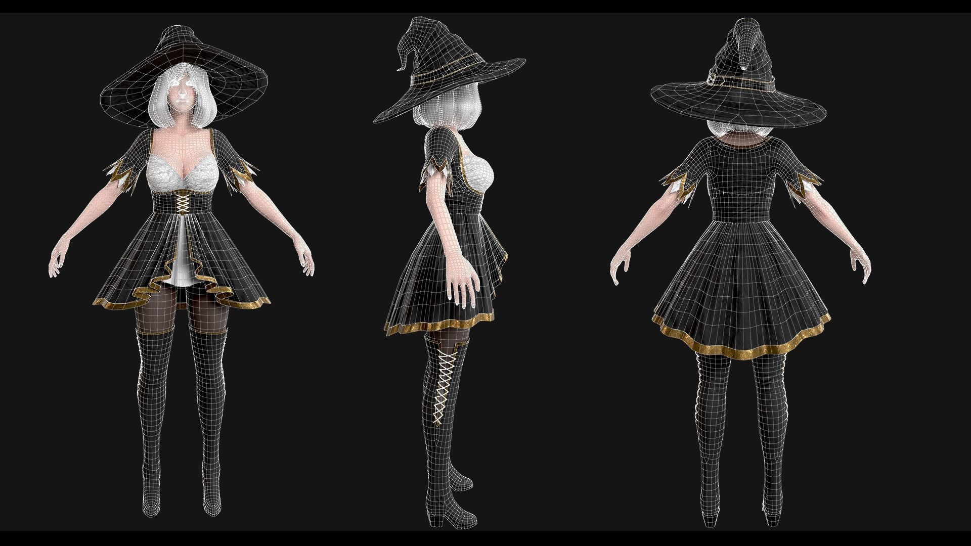 Witch Girl Mona Low-poly 3D model_7
