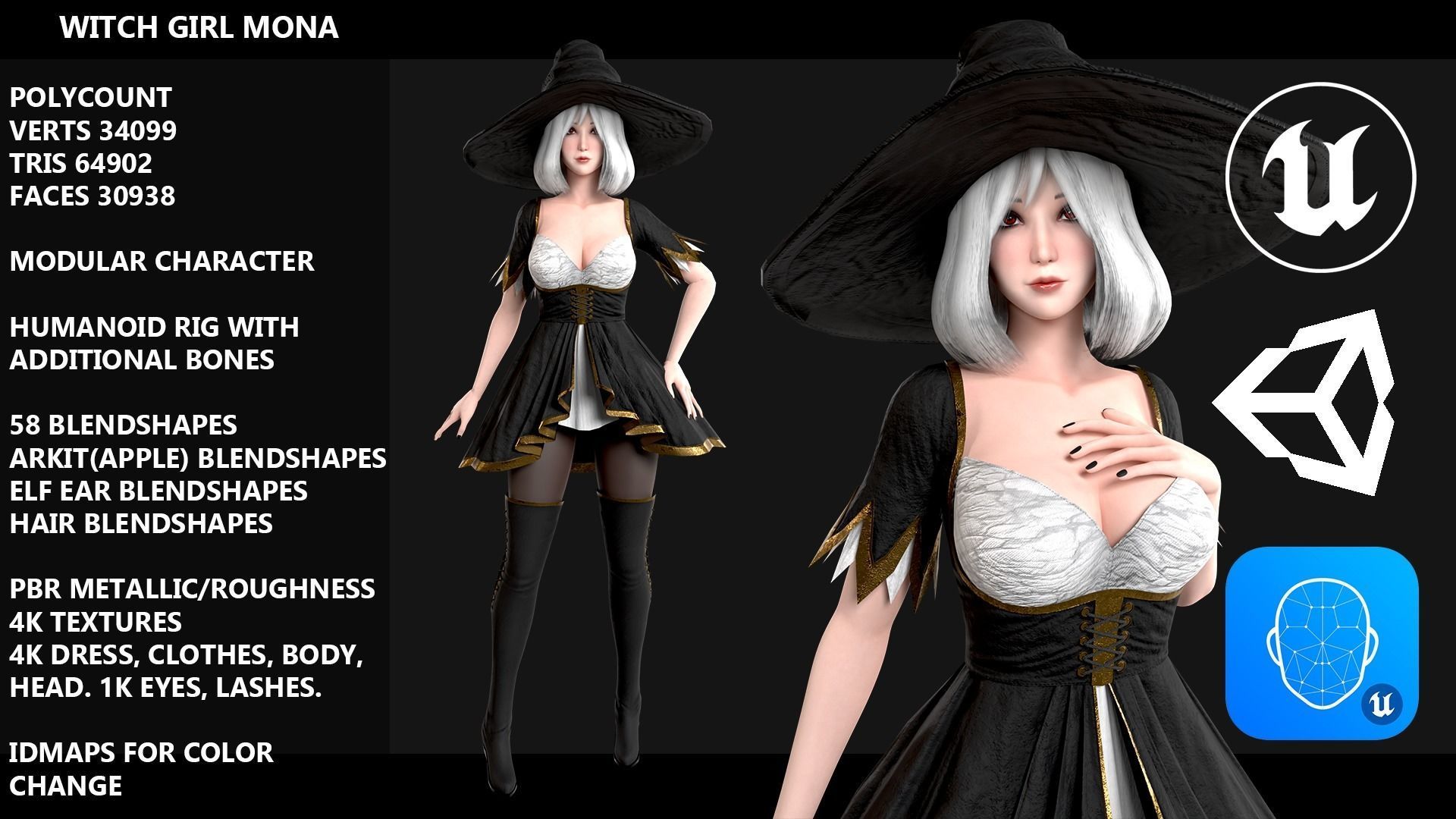 Witch Girl Mona Low-poly 3D model_0