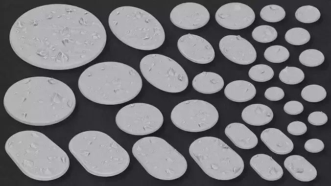 Rocky Beach miniature Bases massive pack 3D print model