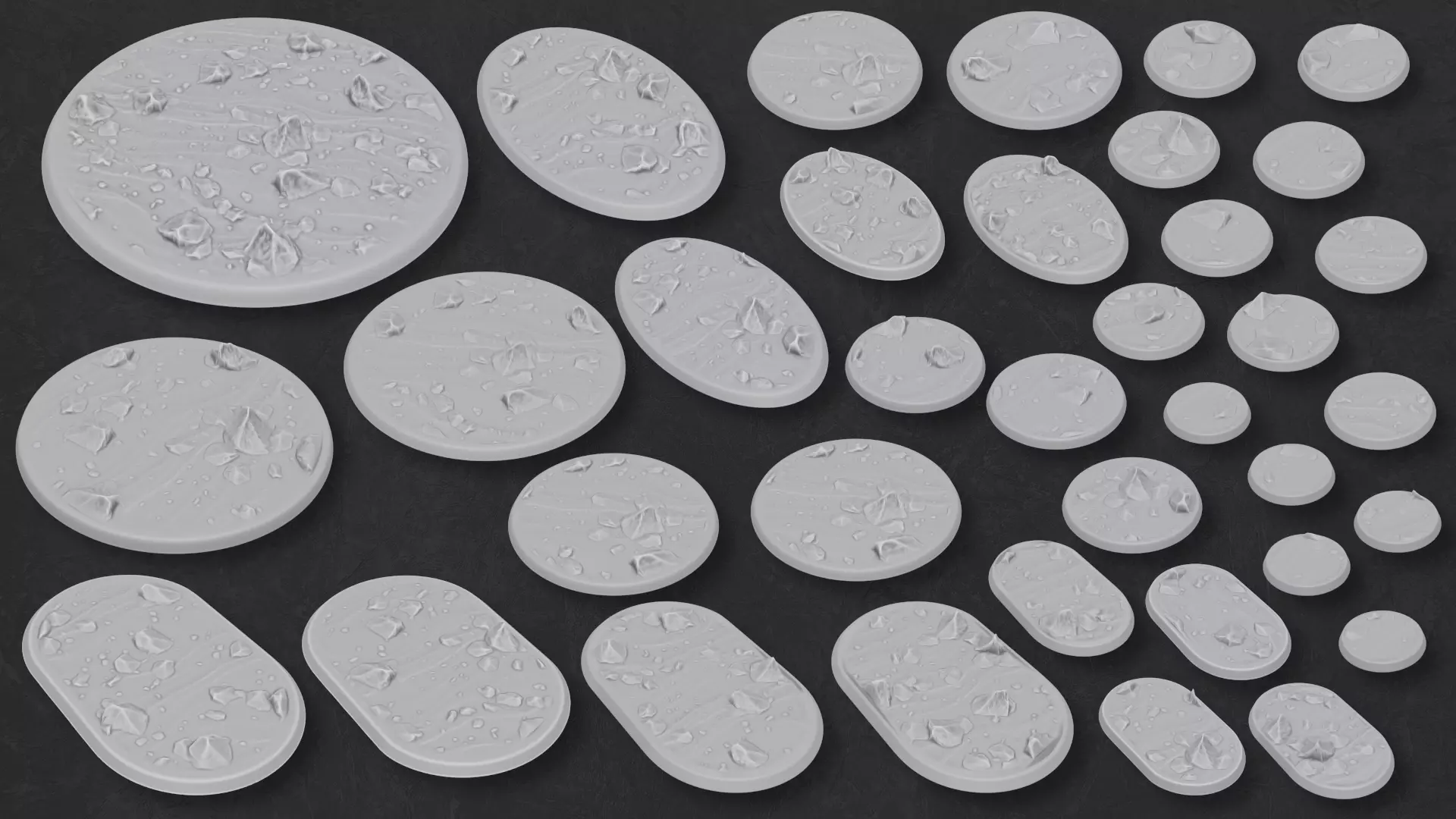 Rocky Beach miniature Bases massive pack 3D print model_0