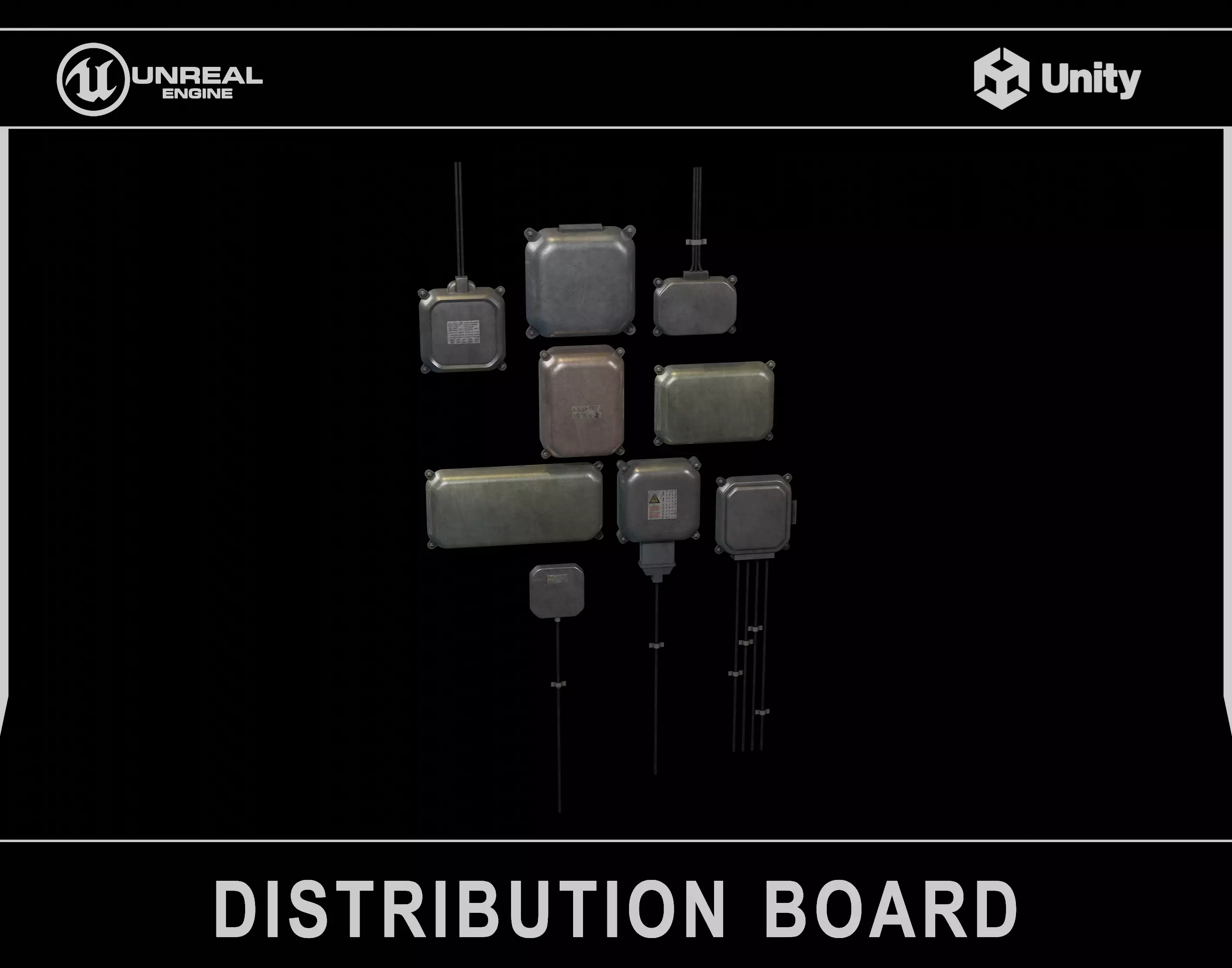 Industrial Old 3D Distribution Board Low-poly 3D model_0