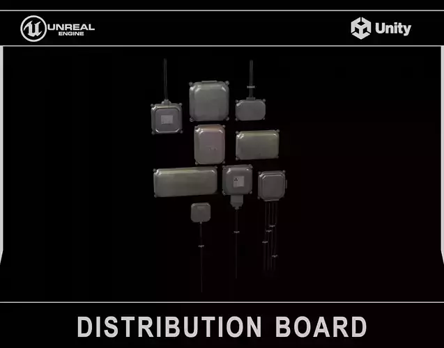 Industrial Old 3D Distribution Board Low-poly 3D model