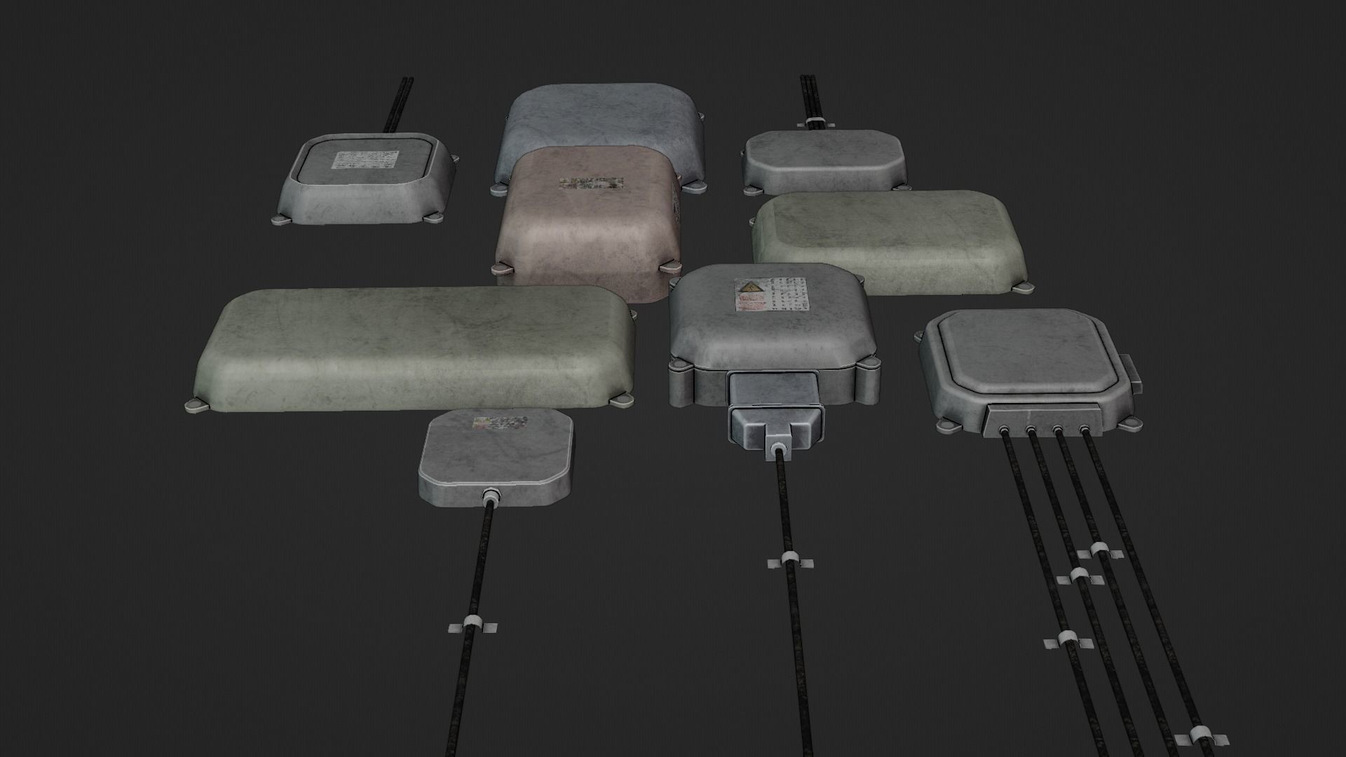 Industrial Old 3D Distribution Board Low-poly 3D model_9