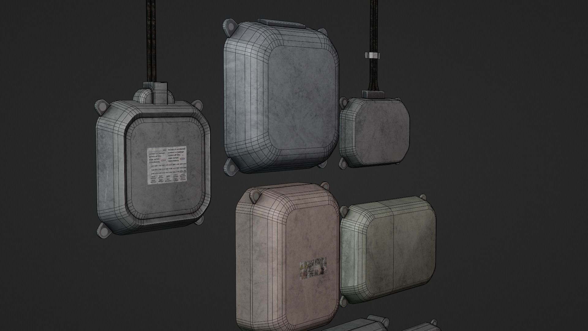 Industrial Old 3D Distribution Board Low-poly 3D model_8