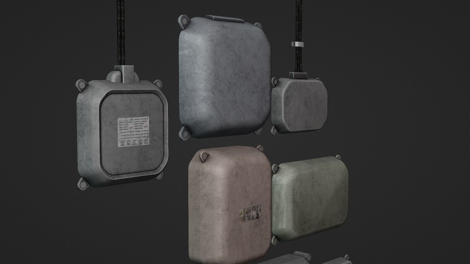 Industrial Old 3D Distribution Board Low-poly 3D model_7