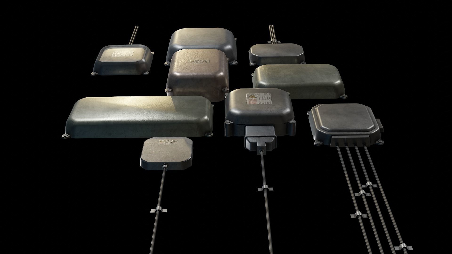 Industrial Old 3D Distribution Board Low-poly 3D model_2