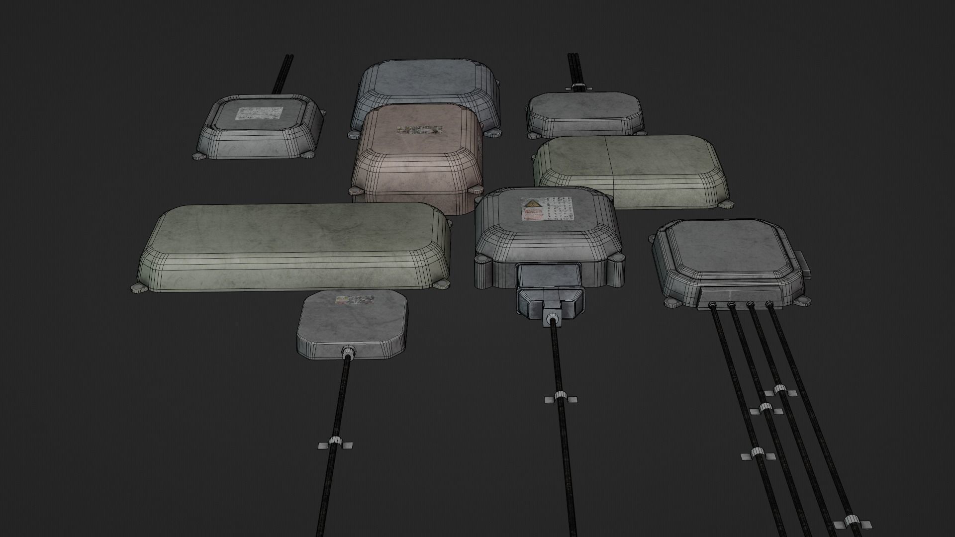 Industrial Old 3D Distribution Board Low-poly 3D model_10