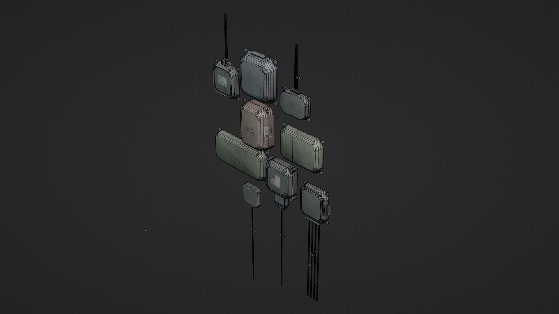 Industrial Old 3D Distribution Board Low-poly 3D model_12