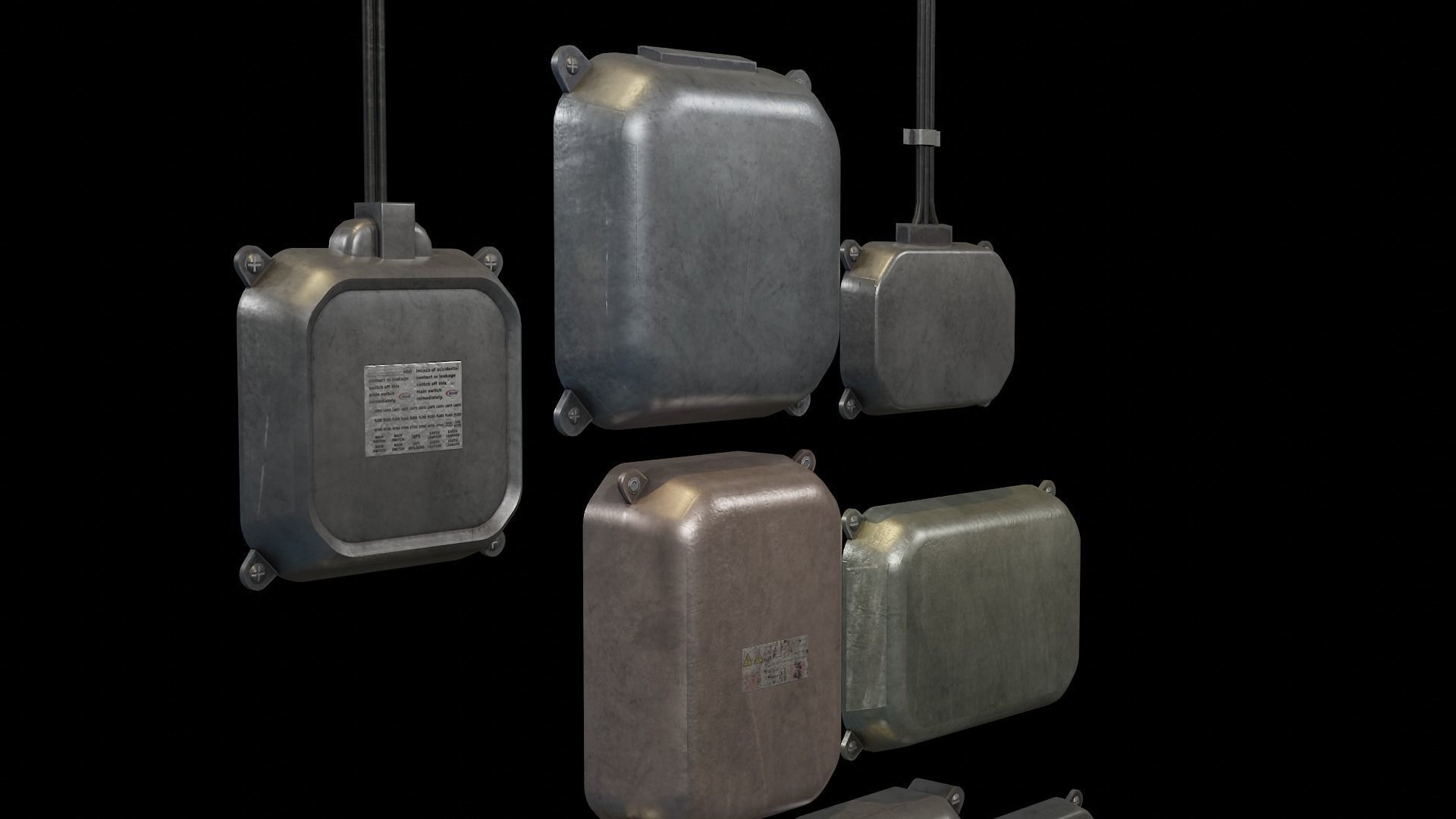 Industrial Old 3D Distribution Board Low-poly 3D model_1