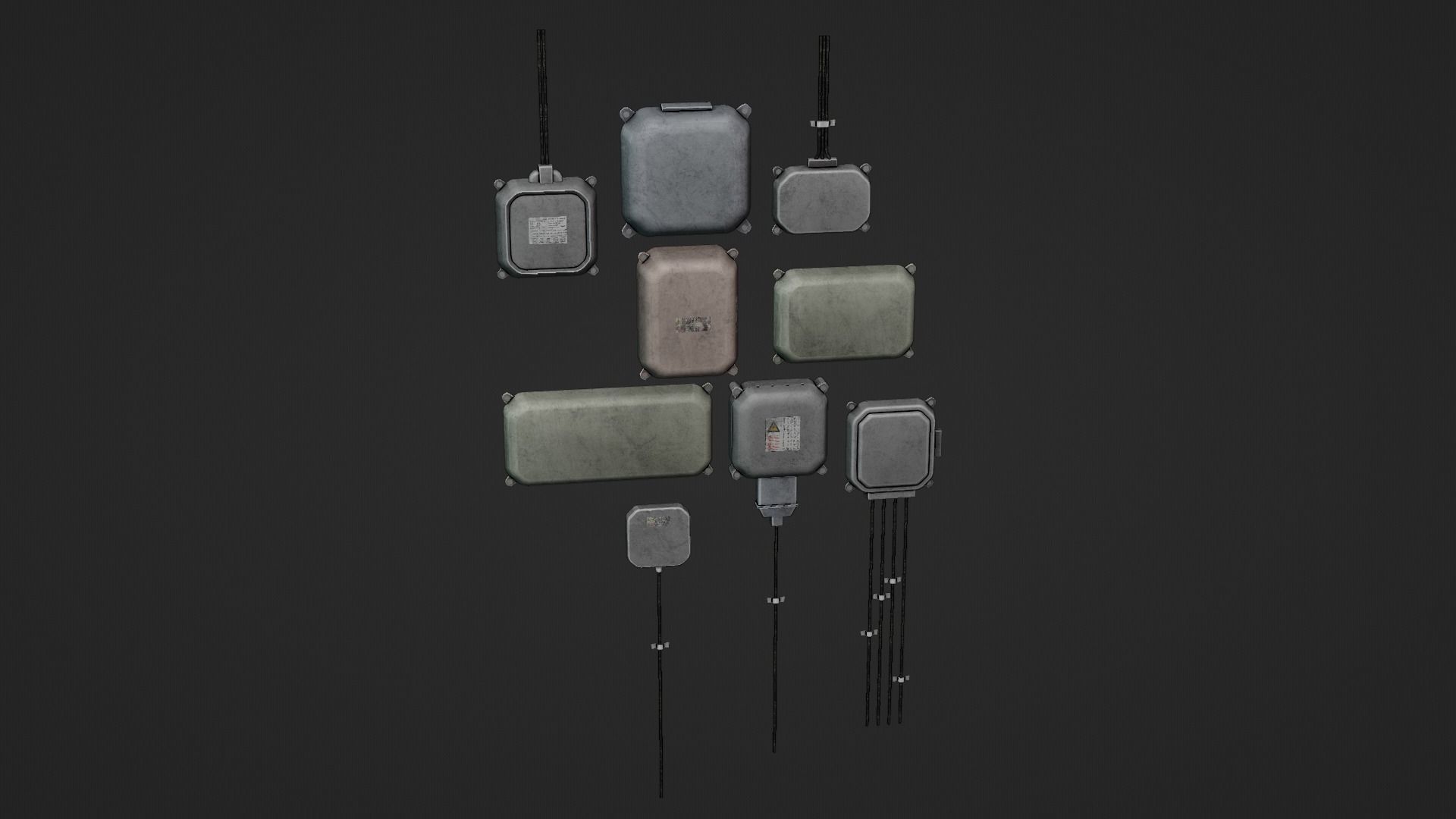 Industrial Old 3D Distribution Board Low-poly 3D model_15