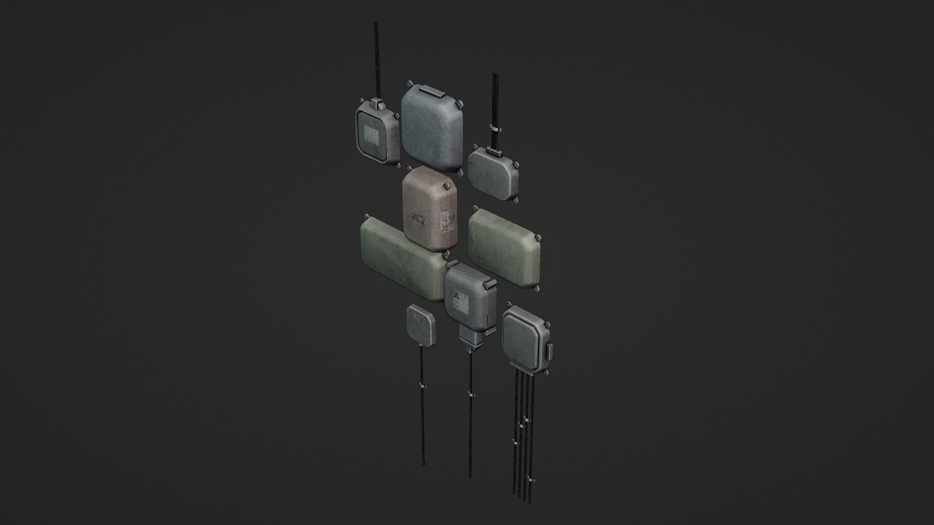 Industrial Old 3D Distribution Board Low-poly 3D model_11