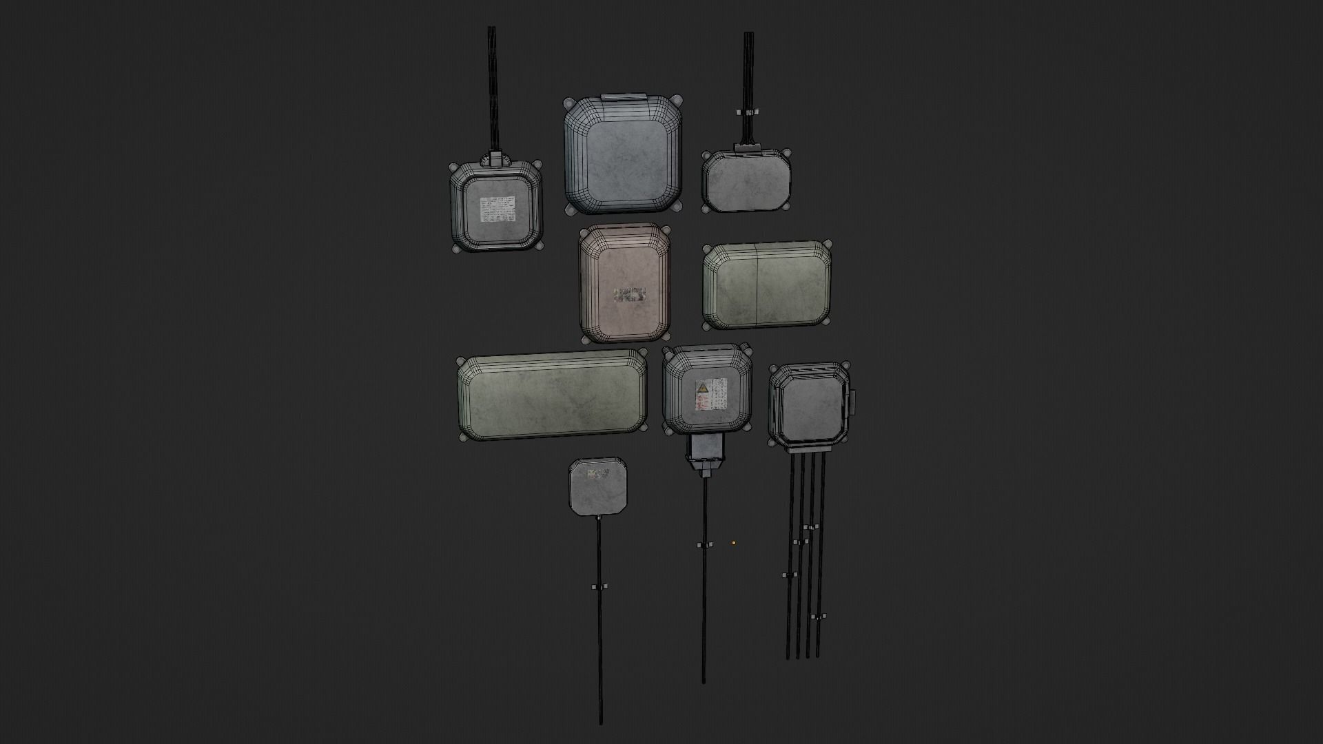 Industrial Old 3D Distribution Board Low-poly 3D model_16