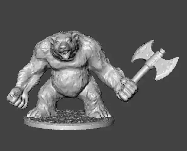 WEREBEAR CREATURE MINIATURE MODEL FOR FANTASY GAMES DND AND RPG 3D print model WEREBEAR CREATURE MINIATURE MODEL FOR FANTASY GAMES DND AND RPG 3D print model