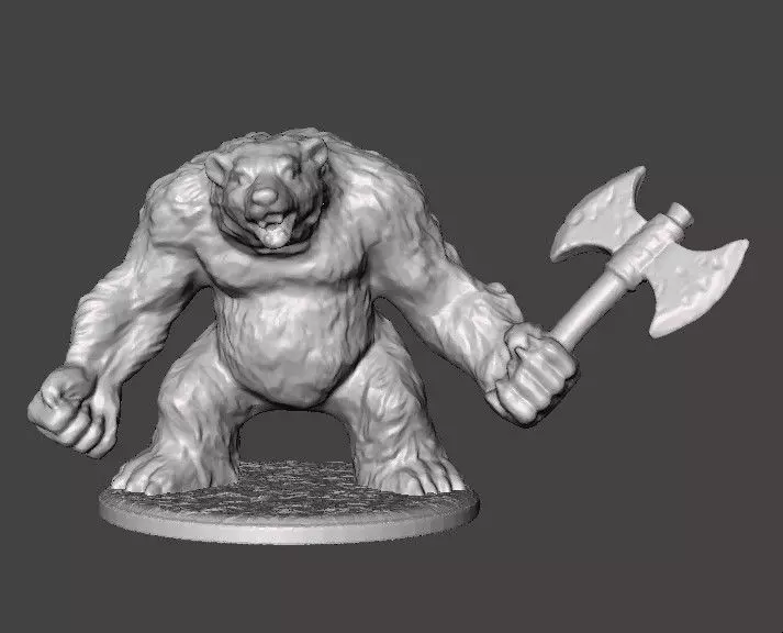 WEREBEAR CREATURE MINIATURE MODEL FOR FANTASY GAMES DND AND RPG 3D print model_0
