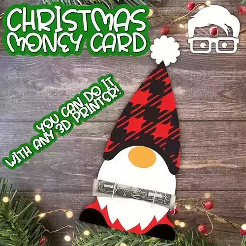 Christmas Money Card holder by AM-MEDIA gift Cash Teen gadget 3D print model